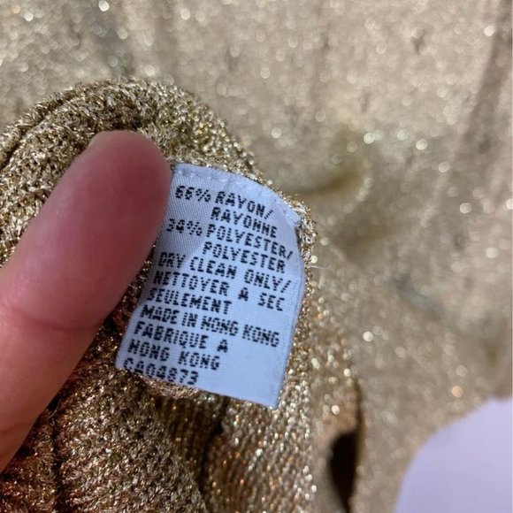 WOMAN’S RINO ROSSI gold glitter cardigan with nautical buttons. Size medium - Picture 6 of 9